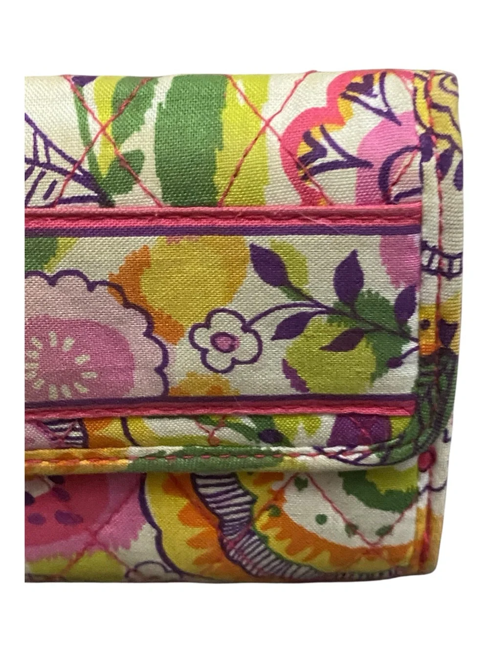 Vera Bradley Retired Print Floral Clementine Tri-fold Wallet Quilted Fabric